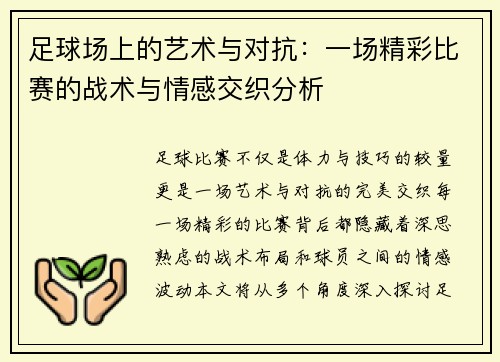 足球场上的艺术与对抗：一场精彩比赛的战术与情感交织分析